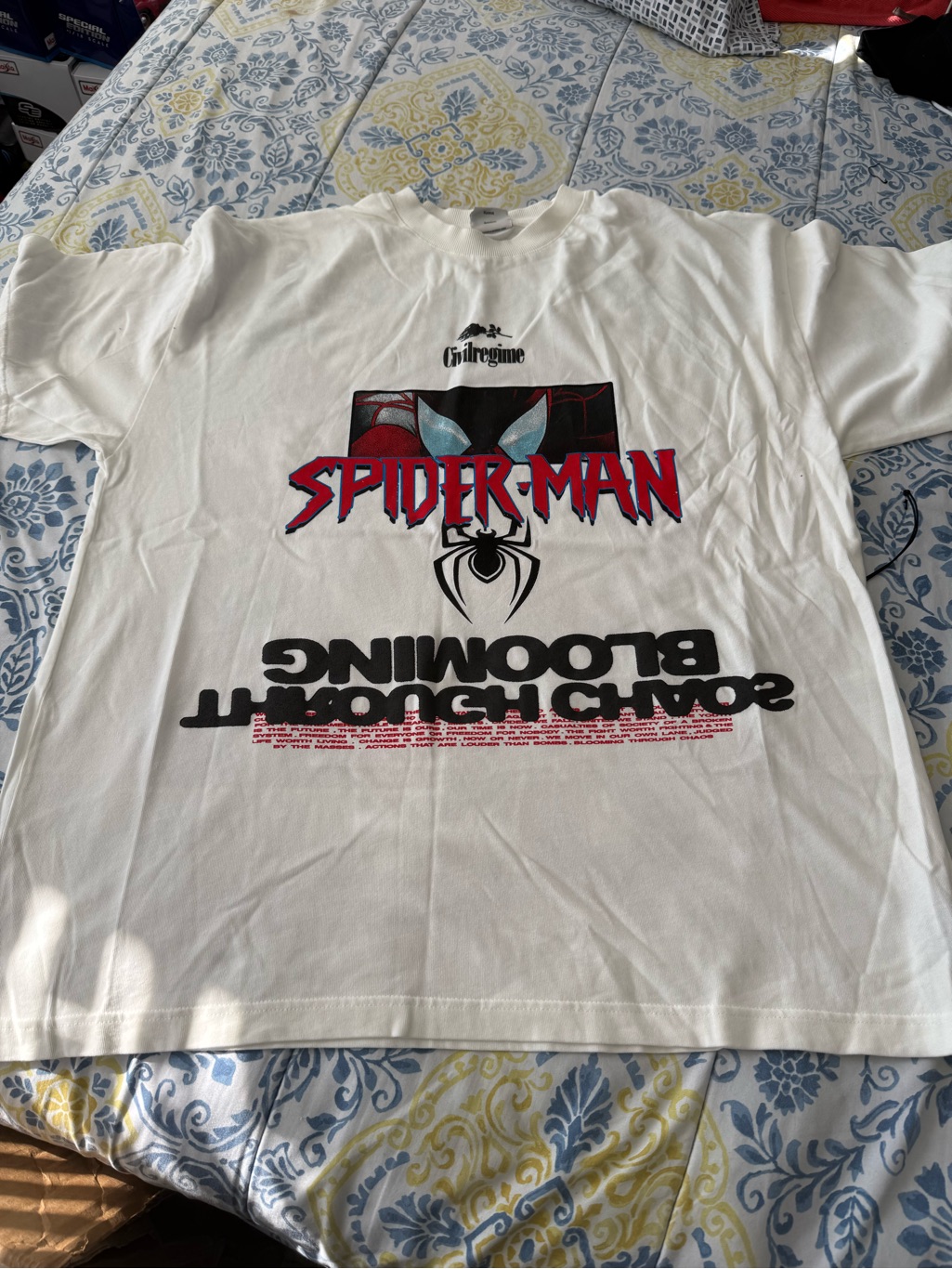 Civil Regime Marvel Spiderman Men’s White T Shirt With Graphic Detail